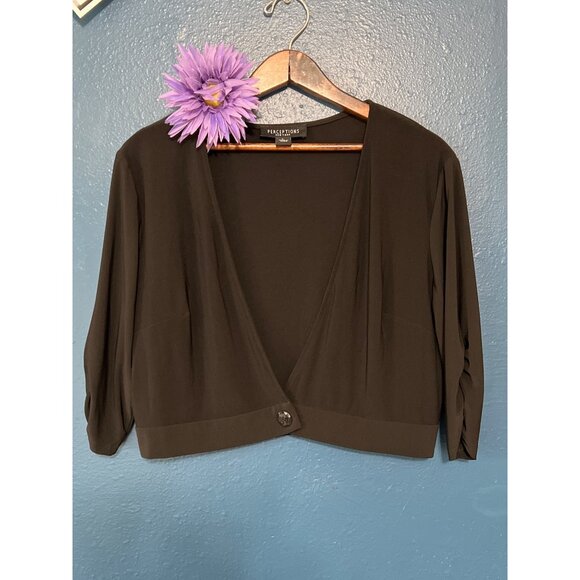 Perceptions New York Womens Black Cropped Cardigan Shrug Large - Picture 6 of 6